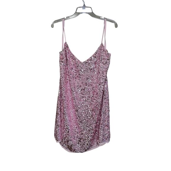 Mac Duggal NWT Short Cocktail Sequin Slip Mini Dress in Rose Pink Size 8 - Picture 5 of 8